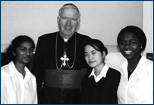 Cardinal Cormac Murphy O'connor with Our Lady's pupils 