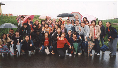 Group photo on a rainy day