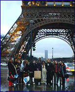 Group photo under the Eiffel tower